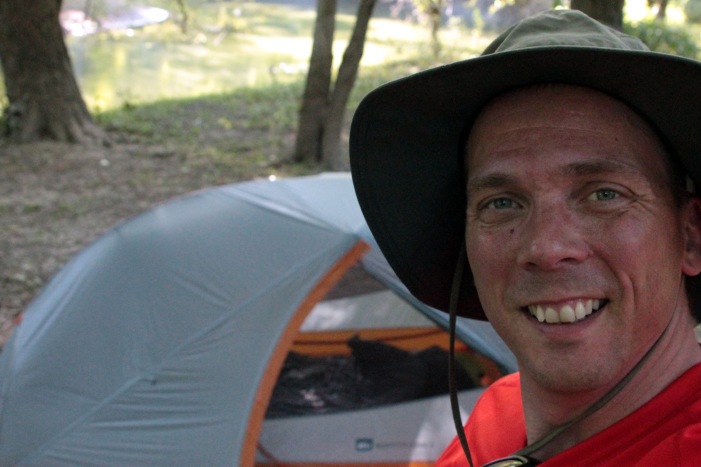 This was me not long after I got to my campsite on Saturday. It was quite warm still - mid 80's - and I was a tad sweaty!